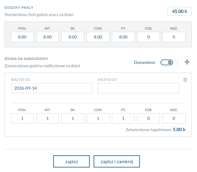 Work time entry form with a calendar that allows multiple dates to be selected