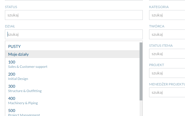 “My Departments” option in filters